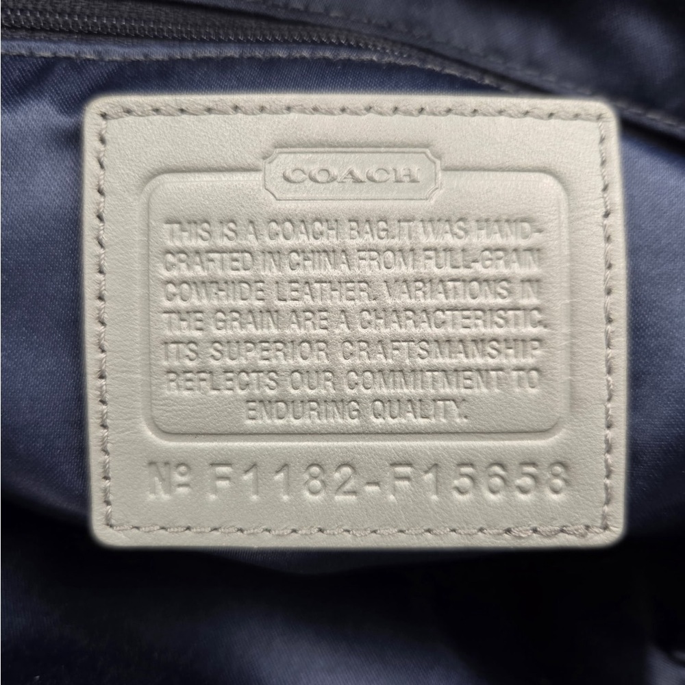 Coach Signature Gray Leather Kisslock Tote Bag - Picture 10 of 11